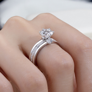 Bague de fiançailles Messi Jewelry MSR-2085 en or blanc 18 carats, forme ronde, diamant de laboratoire, bague tendance - Product Image 2