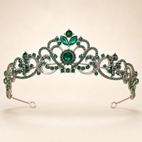 Coiffe de style diadème Duiyan Baroque en filigrane et cristal vert émeraude pour le festival d'Halloween