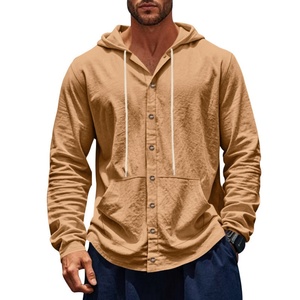Men's Spring/Autumn Long Sleeve Hooded Shirt Casual Loose Fit Beach Jacket - Product Image 6