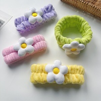 Nouveau Bandeau en peluche large pour femme, avec broderie décorative florale 3D, pour le lavage du visage, le maquillage et le sport