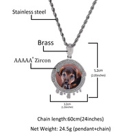 Collier Cadre Photo en Cuivre Doré Style Hip-hop avec Diamants Incrustés Goutte d'Eau et Bambou, Bijou Pendentif de Couple DIY de Luxe Léger et de Niche