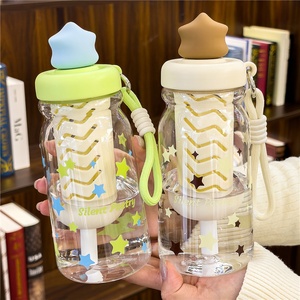 Vaso con pajita de burbujas Star Language, diseño de dibujos animados, portátil, ecológico, con asa, para niños y estudiantes, de alto valor estético para mujer - Product Image 3