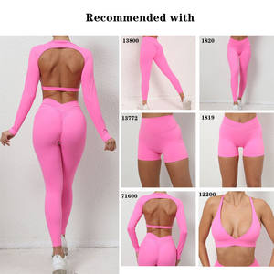 SHINBENE Open Back Running Shirts Athletic <strong>Clothes</strong> Long Sleeve Workout Shirts Crop Top for Women - Product Image 2