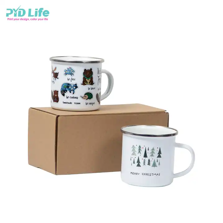 PYD Life 12 OZ 360ml Coffee Sublimation Enamel Mug Sets Camping