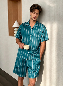 <b>Men's</b> <b>Pajamas</b> Soft Processing Custom Bamboo Fiber Night Suite Comfortable <b>Short</b> Sleeve <b>Shorts</b> Breathable Sleepwear - Product Image 3