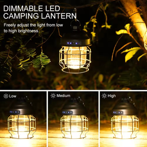 Lanterne LED vintage portable rechargeable, batterie 3600mAh, lampes de camping étanches, lampes de tente, lampes de jardin, lampes d'extérieur - Product Image 6