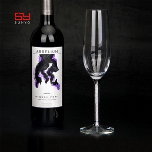 Elegant Luxury High Quality Handmade Customized Tulip Shaped Silver Rim <strong>Champagne</strong> Glass <strong>Flutes</strong> For Party - Product Image 5