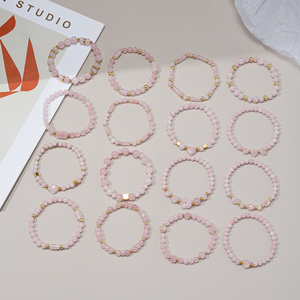 <span class=keywords><strong>Bracciale</strong></span> Regolabile in Acciaio Inossidabile Dorato con Pietre Preziose, Gioielli con <span class=keywords><strong>Quarzo</strong></span> <span class=keywords><strong>Rosa</strong></span> Naturale e Pietre Irregolari - Product Image 2