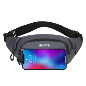 Sports Waist Bag Large Capacity Waterproof Outdoor Running Phone Holder Men's Fanny Pack Dark Gray - Product Image 1