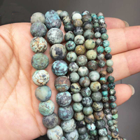 Perles en pierre naturelle, boules Turquoises, africaines, pour fabrication de bijoux, 15 pouces, mates, rondes, en vrac, tendance, nouvelle collection 2020