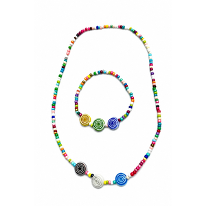 Parure de bijoux bohèmes en verre perlé, collier et <span class=keywords><strong>bracelet</strong></span> multicolores avec breloque fleur grecque Mati et pendentifs aux quatre motifs - Product Image 3