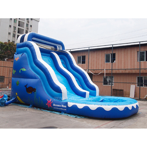 Cầu trượt nước thương mại lượn sóng 17 'với hồ bơi làm bằng 18 oz. Bạt PVC từ nhà sản xuất bơm hơi Quảng Châu - Product Image 3