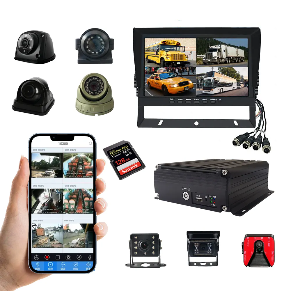 HD araba dvr'ı 4 8 kanal GPS 3G 4G WiFi AI dvr ADAS DMS ters kamera SD kart otobüs Van kamyon araç mobil MDVR