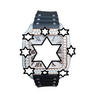 Reloj de lujo de acero inoxidable para hombre con bisel de diamantes, movimiento analógico, caja de 41 mm, correa de caucho negra - Product Image 1