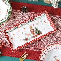 Set Peralatan Makan Keramik Beruang Teddy Natal Prancis, Set Piring, Mangkuk & Cangkir untuk Hiasan Meja Perayaan.