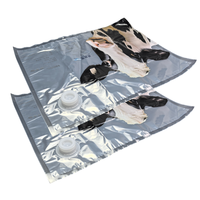 Sac souple pour lait vert jetable avec anneau de tirage de valve, boîte à valve, bec verseur supérieur transparent, imprimé en héliogravure, en matériau NY/PE+PE