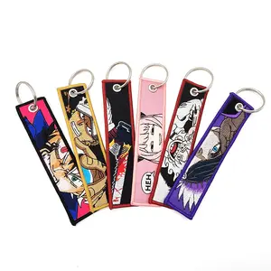 YYX Stock Jet Tags Wholesale Anime Embroidery Flight Tag Customisable Fabric Keychains for Car Keys Bag Pendant