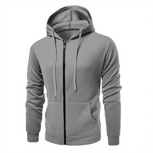 Men's Winter Green <b>Zip</b>-Up Fleece <b>Hoodie</b> Regular Fit Solid Color Casual Knitted Sweatshirt with Front <b>Pocket</b> Long Sleeve - Product Image 3