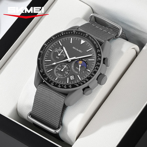 Reloj de Cuarzo Blanco Puro con Logotipo Personalizado OEM, 3ATM Resistente al Agua, Esfera Redonda, 6 Agujas, Correa de Nailon Clásica para Hombre - Product Image 4