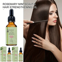 Minyak Rosemary Penumbuh Rambut Logo Kustom 100% Alami Minyak Kelapa Perawatan Kulit Kepala Serum Rambut