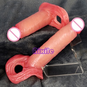 Anneau pénien réaliste en silicone souple avec extenseur et agrandisseur de pénis, anneau de pénis avec étireur de testicules, jouet sexuel <span class=keywords><strong>pour</strong></span> hommes et couples - Product Image 4