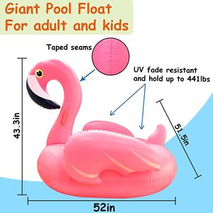Flotador inflable de flamenco grande para fiesta, juguetes con mangos duraderos, flotadores de playa de verano, piscina hinchables, juguetes de piscina - Product Image 2