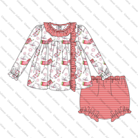 Impression personnalisée nouveau-né bébé fille vêtements ensembles 0-3 mois noël à volants enfant en bas âge filles vêtements bloomer ensembles courts