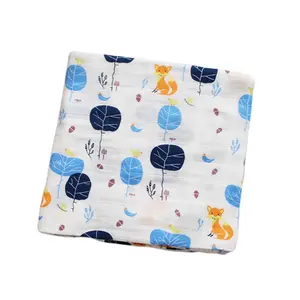 Multipurpose impermeável macio algodão Material lavável personalizado impresso musselina bebê recém-nascido Swaddle cobertor