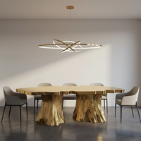 Table à thé en acier inoxydable, design contemporain, racines d'arbre dorées irrégulières, table à manger, table basse de luxe légère