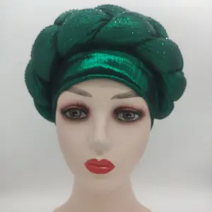 2022 nouvelle haute qualité tchèque perceuse épaisse tresses <span class=keywords><strong>femme</strong></span> beauté bande chapeau <span class=keywords><strong>africain</strong></span> tresses mousseline chapeau en Polyester-pour les musulmans - Product Image 1