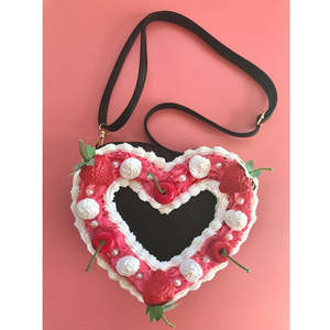 حقيبة يد جديدة على شكل كعكة صغيرة من الجلد الصناعي بتصميم قلب، حقيبة كعكة لطيفة للأطفال - Product Image 4