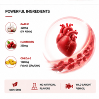Gélules Molles OEM d'Ail et d'Aubépine Oméga-3 pour la Santé Cardiovasculaire, Allicine, Huile de Poisson EPA DHA, Complément Quotidien pour le Bien-être Vasculaire