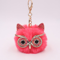 Hibou fausse fourrure Pom Pom boule de fourrure porte-clés sac porte-sac porte-clés sac à dos pendentifs hibou fausse fourrure vert pompon porte-clés