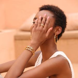 Brazalete Ajustable de Alta Calidad con Cadena de Eslabones Pequeños, Chapado en Oro de 18K, Accesorios de Latón, BF182032 - Product Image 5