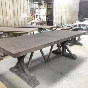 Meubles de maison rustiques américains, table à manger carrée en bois recyclé massif, 8 places, haut de gamme - Product Image 5