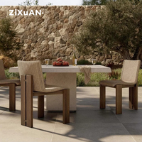 Ensemble de mobilier de patio extérieur moderne pour hôtel, table de bistrot, canapé en teck de luxe en forme de L, chaise de café pour piscine