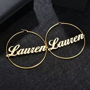 Dropshipping Stainless Steel Custom Name Clip On Earrings For Women Jewelry Gift