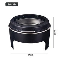 Plats de service chauffants noirs en acier inoxydable de 6 L, alimentés par hydraulique, pour buffets de mariage et banquets d'hôtel