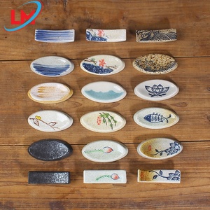 Modern Sustainable Porcelain Hand Printing Retro Chopsticks Holder Bridge and Oval Type Chopsticks Holder