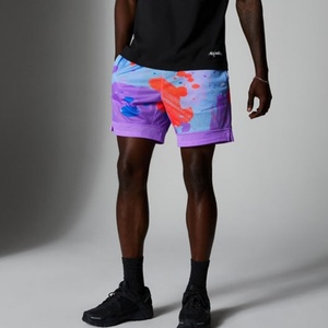 กางเกงวิ่งออกกำลังกายผู้ชายลายโลโก้สีสันสดใสสำหรับฤดูร้อน ผ้าโพลีเอสเตอร์ผสมสแปนเด็กซ์ ระบายอากาศได้ดี กางเกงขาสั้นแบบซับลิเมชั่นผ้าตาข่าย - Product Image 4