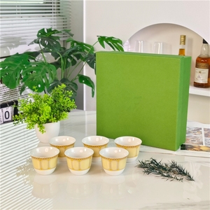 Juego de 6 Tazas de Té de Porcelana China de Hueso Amarillo, Estilo Europeo, Lujo Ligero, Simple, Apto para Lavavajillas, con Caja de Regalo para Hoteles y Negocios - Product Image 3