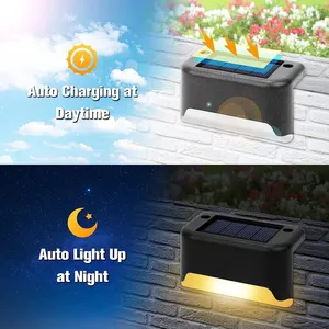 Lampes murales et <span class=keywords><strong>de</strong></span> terrasse LED solaires étanches IP65 5000K lumière du jour avec capteur <span class=keywords><strong>de</strong></span> lumière pour l'extérieur, les marches, les patios et les jardins - Product Image 2