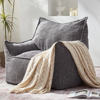 Canapé paresseux surdimensionné moderne en velours côtelé avec accoudoirs et housse amovible, fauteuil pouf extra doux compressé sous vide, compatible dropshipping