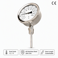 Thermomètre et hygromètre 2-en-1 en acier inoxydable 304 avec manomètre haute pression pour jardin, ferme et serre