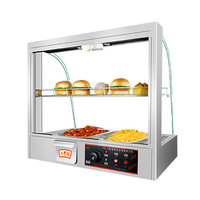 CHUANGYU 2 Tier Patty Warmer Case Commercial Électrique Hamburger Légumes Chauffe-Plats Ensemble Gâteau Vitrine pour Buffet Restaurant