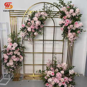 Arche de fleurs artificielles roses en soie lisse avec toile de fond pour la décoration de baby shower, mariage, anniversaire ou événement - Product Image 2