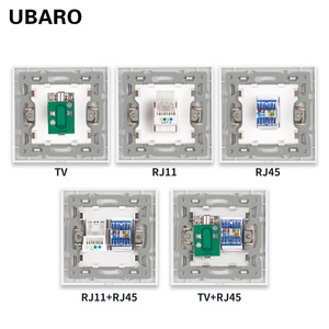 Enchufe de pared Ubaro de 82 mm con panel de vidrio templado, salida de teléfono y TV RJ45 para uso en el hogar y la oficina - Product Image 2