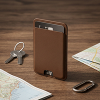 Tempat kartu dompet pria mini 4 buah, silikon, logam, dengan klip uang, 2 penutup, lucu, untuk pria,  tempat gps airtag.