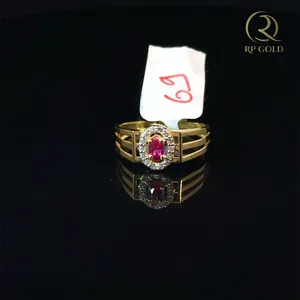 Elegant <b>gold</b> <b>ring</b> with red stone and sparkling accents modern stylish design for women perfect for daily wear gifting - Product Image 2