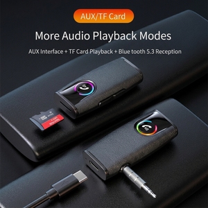 Receptor AUX BT5.4 <span class=keywords><strong>de</strong></span> 3.5 mm con Luz Ambiental RGB, Reproducción <span class=keywords><strong>de</strong></span> Tarjetas TF, Llamadas Manos Libres, Mini <span class=keywords><strong>Conversor</strong></span> <span class=keywords><strong>de</strong></span> Audio Inalámbrico para Auto y Hogar - Product Image 4